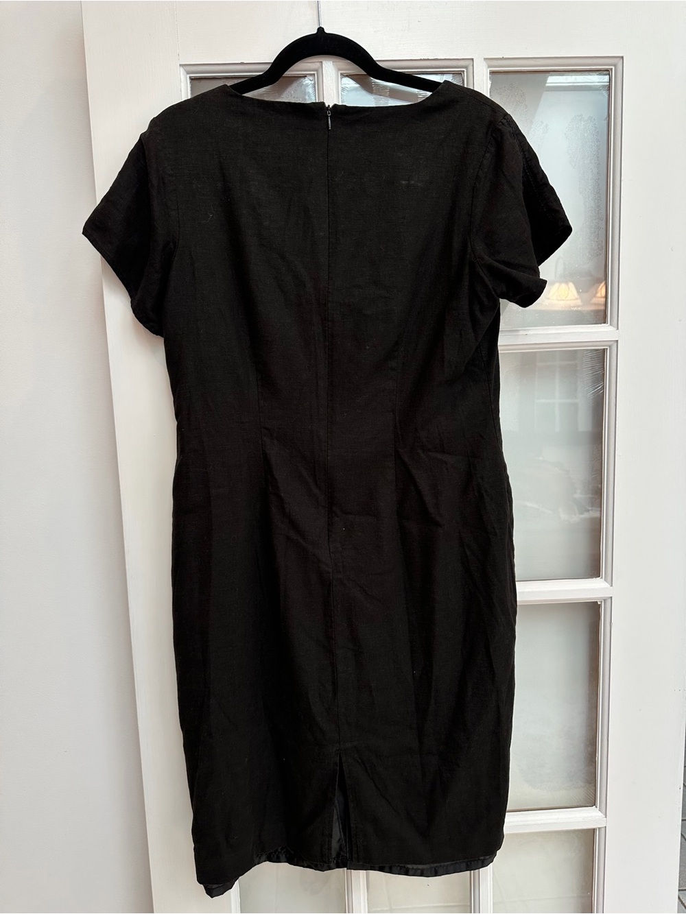 Vintage Mary McFadden Chic Black Gothic Career Midi Linen Dress Size 12 Large - Picture 3 of 9